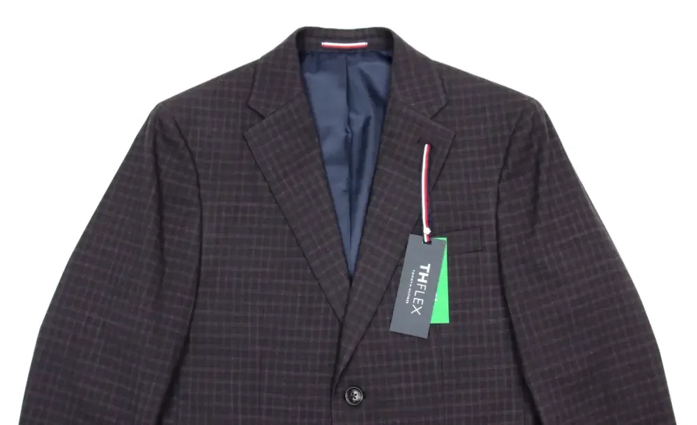 Tommy Hilfiger Sport Coat 38 R Mens Modern Fit Purple Check Flex Blazer Jacket